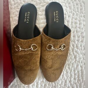 Gucci Brown Suede Horsebit Mules